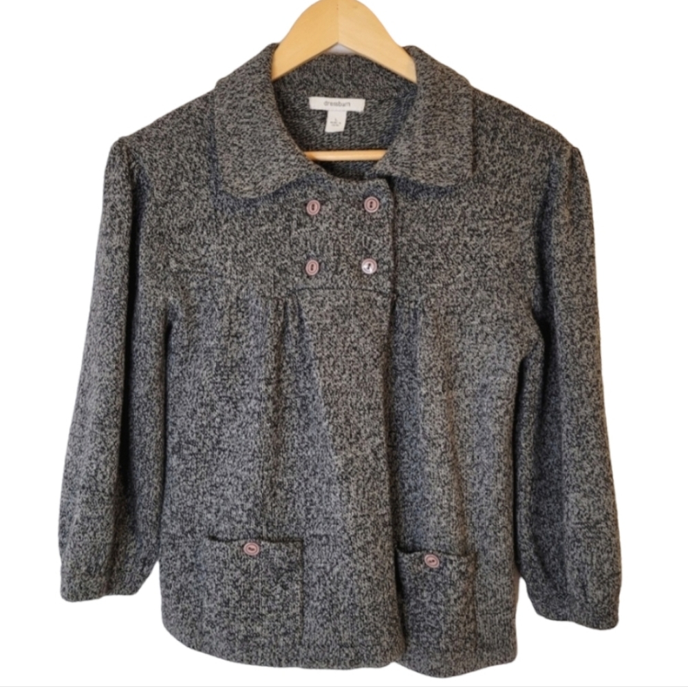 Grey Knit Dress Barn Cardigan (Large)
